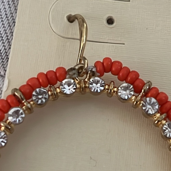 Hoop Earrings with Beads and CZs - NWT - Picture 3 of 5